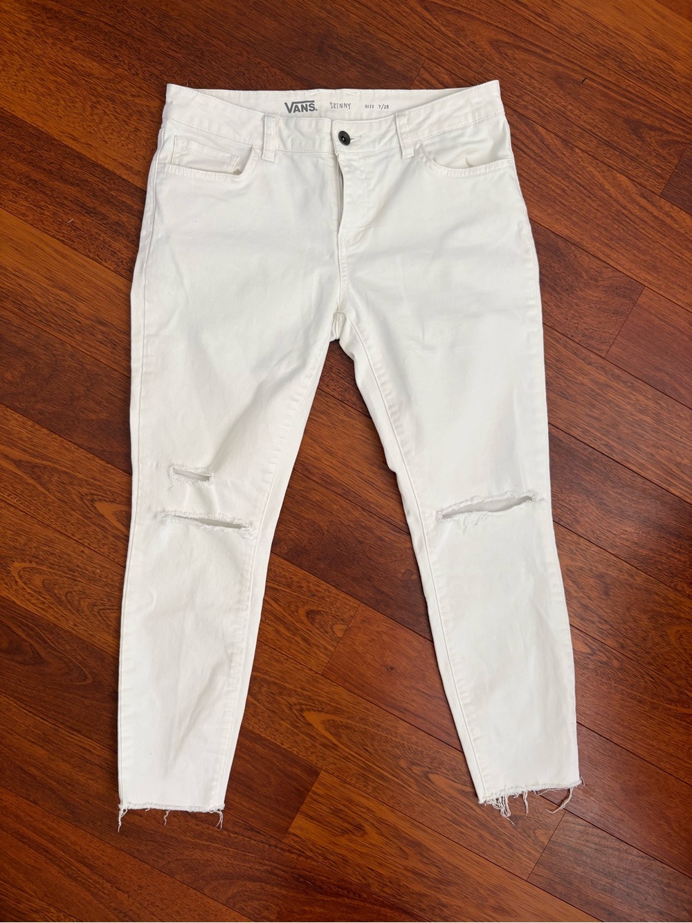 Vans Women's White Skinny Distressed Jeans